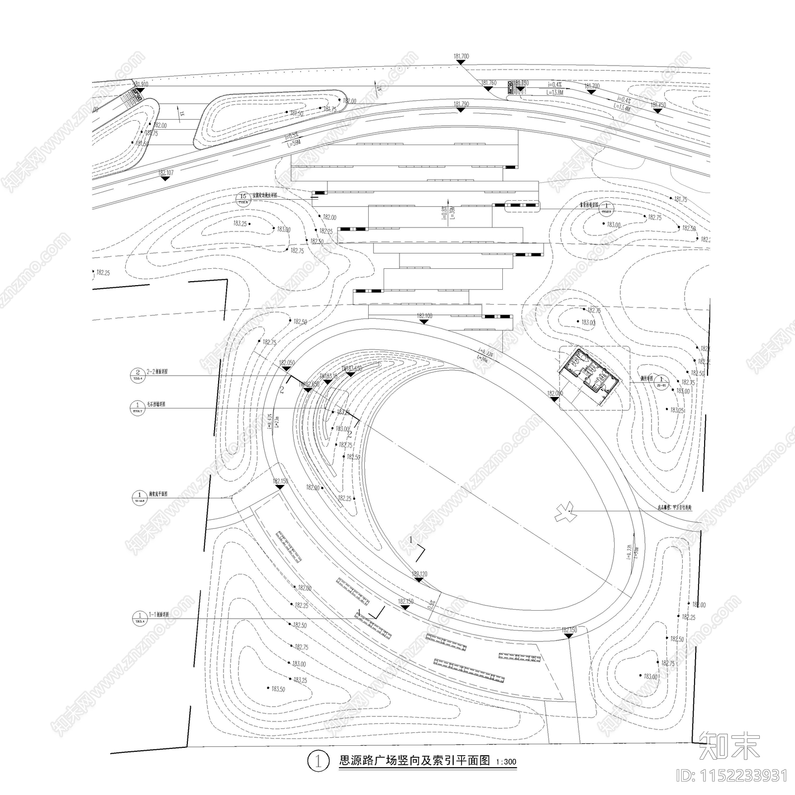 思源路口袋公园景观平面图cad施工图下载【ID:1152233931】