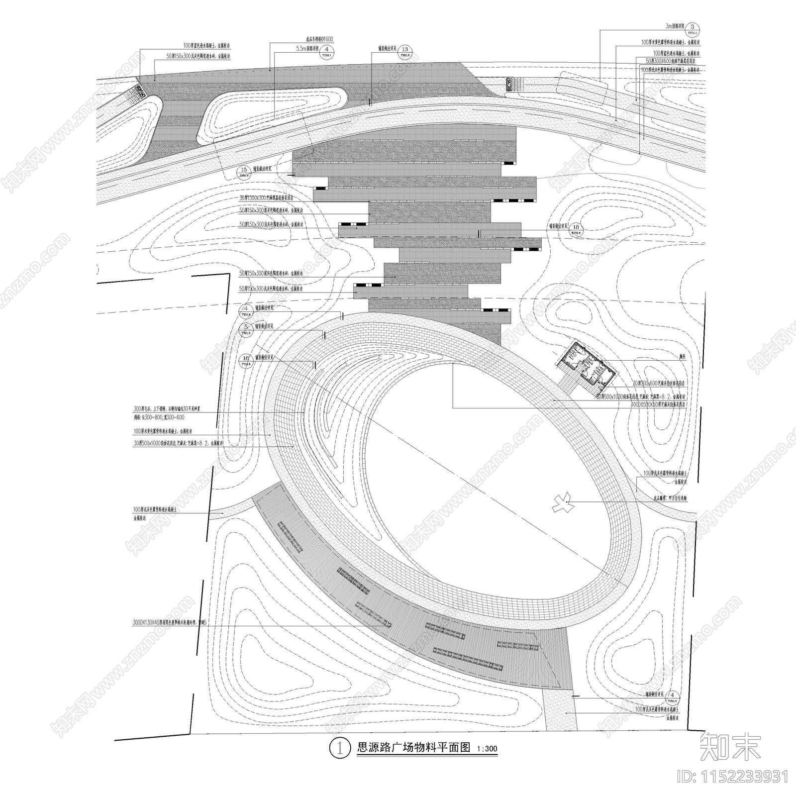 思源路口袋公园景观平面图cad施工图下载【ID:1152233931】