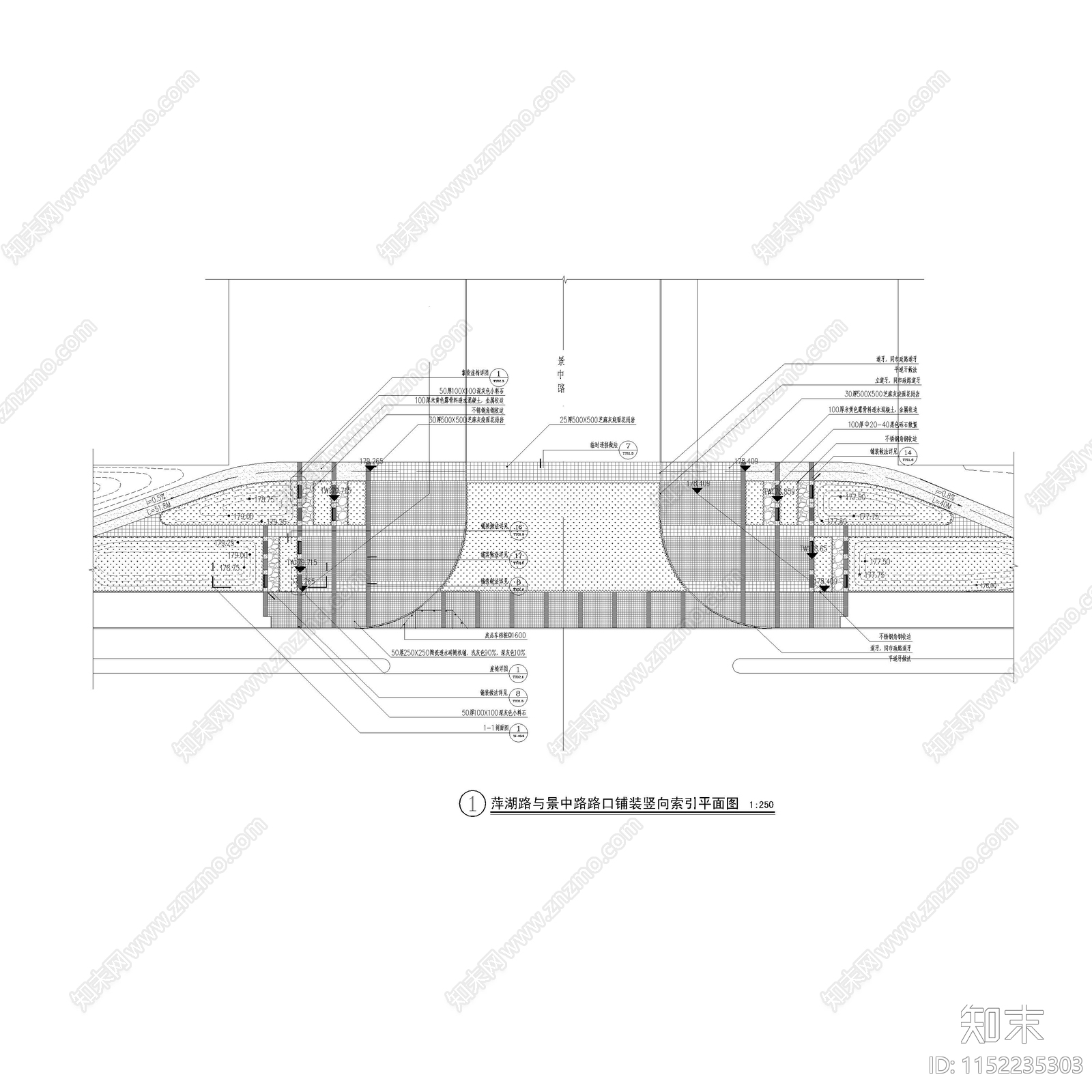 道路口袋公园景观平面图cad施工图下载【ID:1152235303】