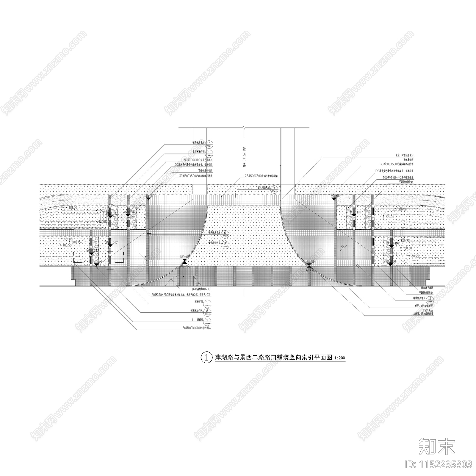 道路口袋公园景观平面图cad施工图下载【ID:1152235303】