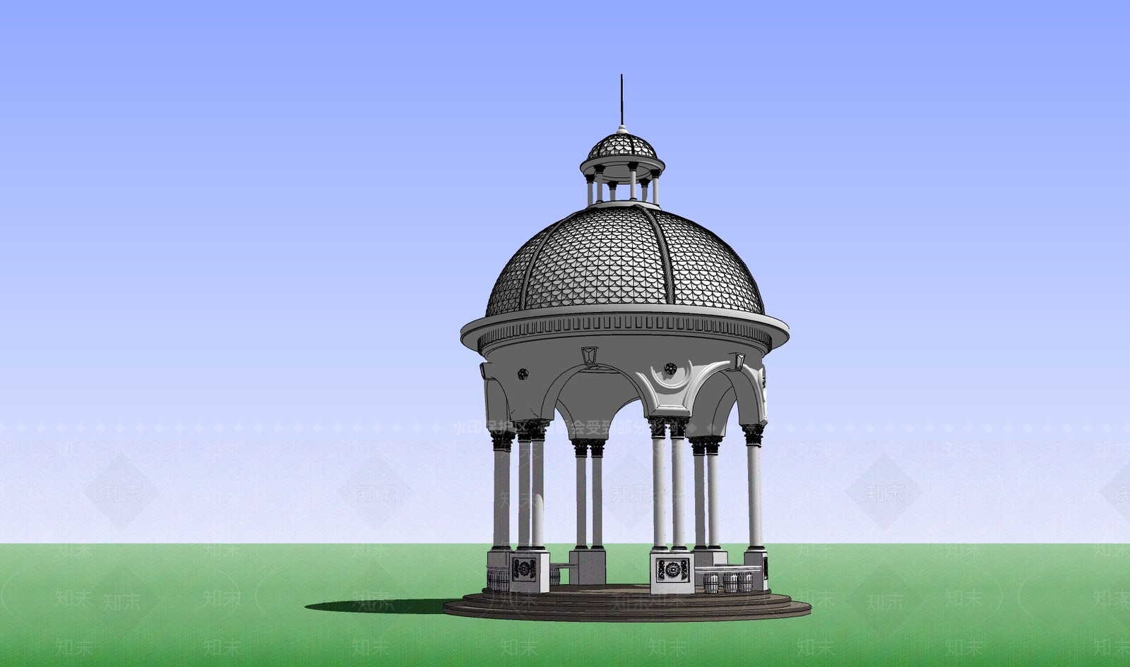 欧式景观亭SU模型下载【ID:1152236992】