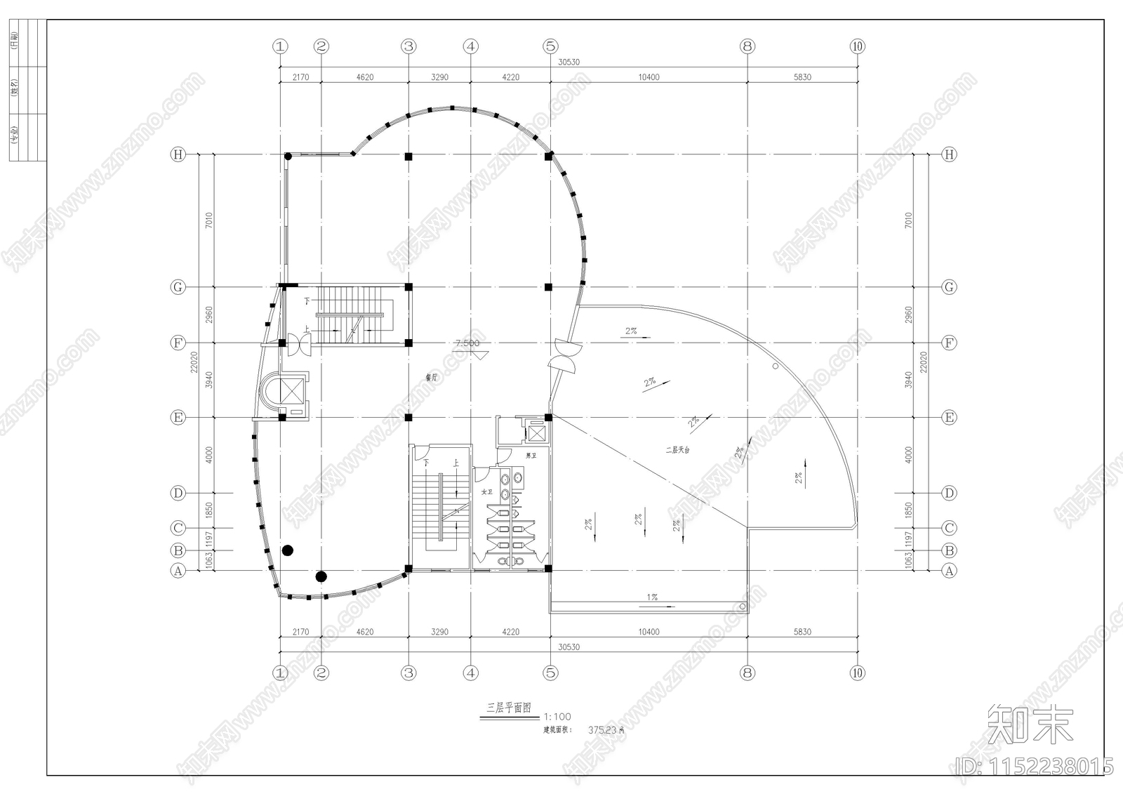 餐厅建筑图纸cad施工图下载【ID:1152238015】