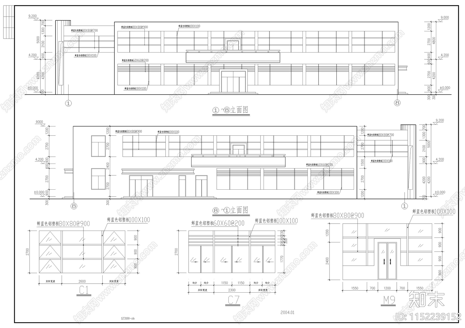 食堂建筑cad施工图下载【ID:1152239152】