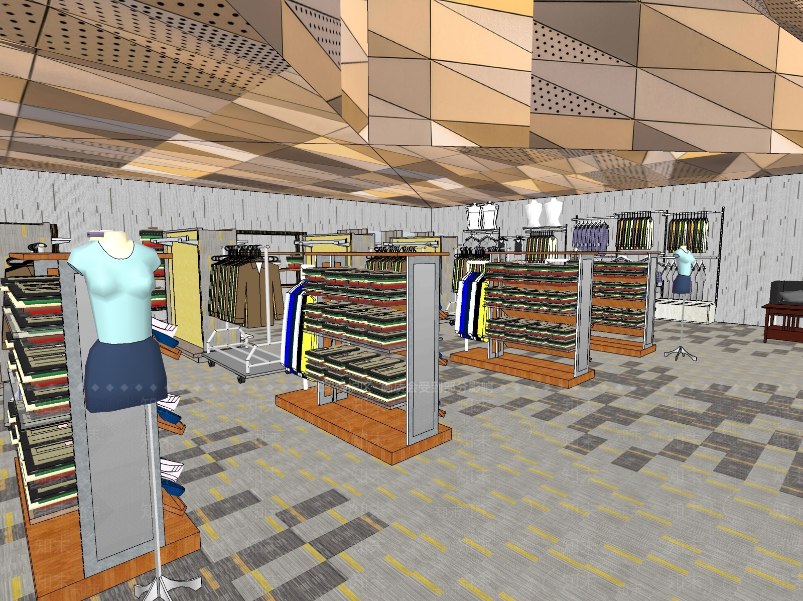 现代服装箱包店SU模型下载【ID:1152239372】