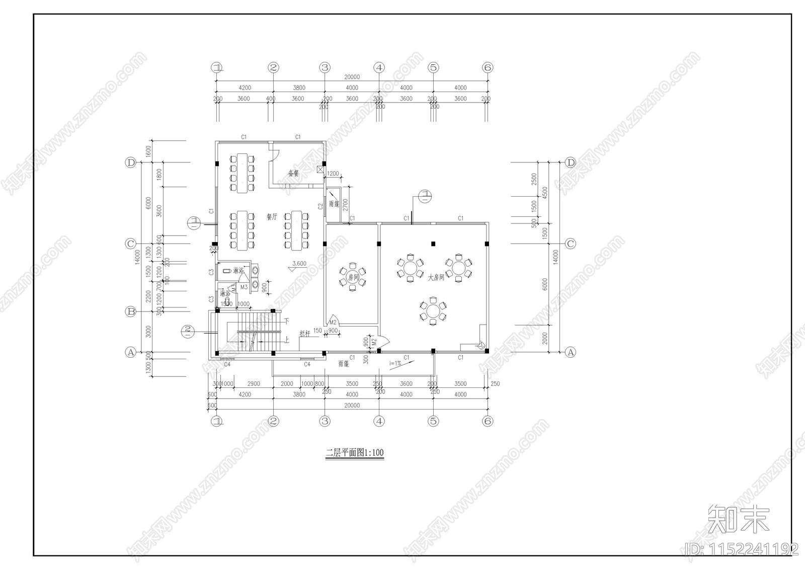 宿舍室内cad施工图下载【ID:1152241192】