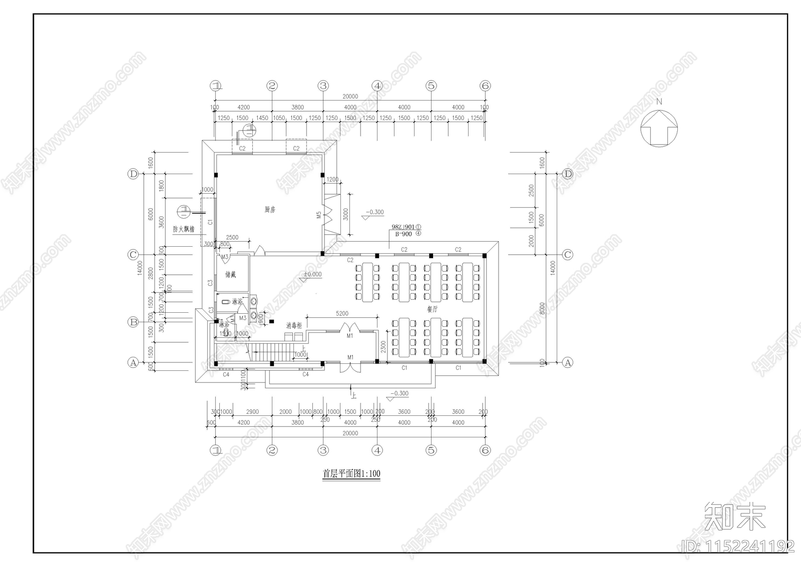 宿舍室内cad施工图下载【ID:1152241192】