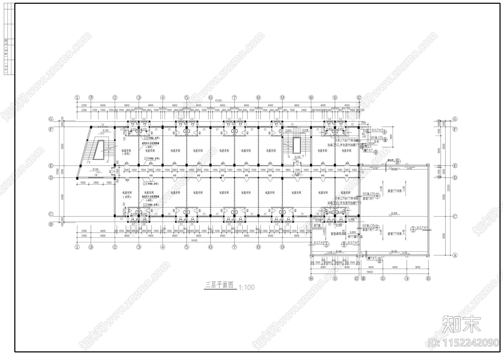 食堂建筑cad施工图下载【ID:1152242090】