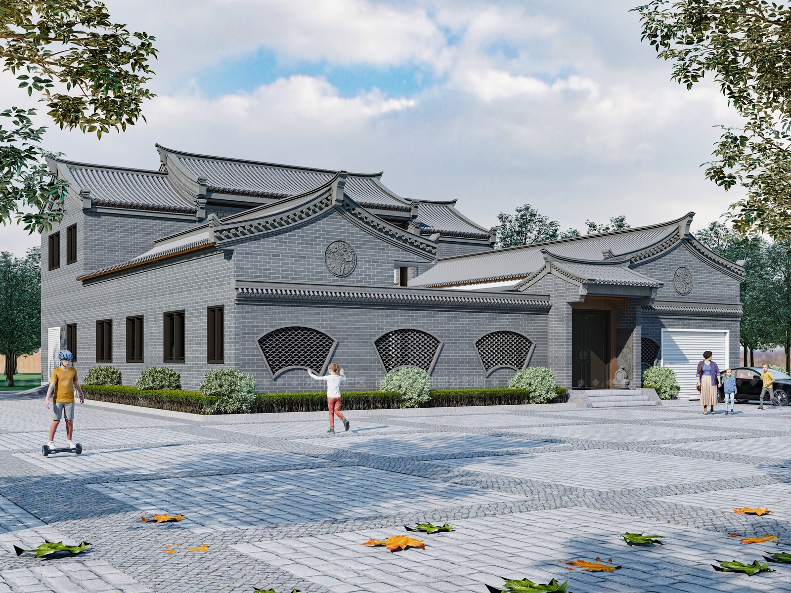 中式四合院3D模型下载【ID:1152245687】