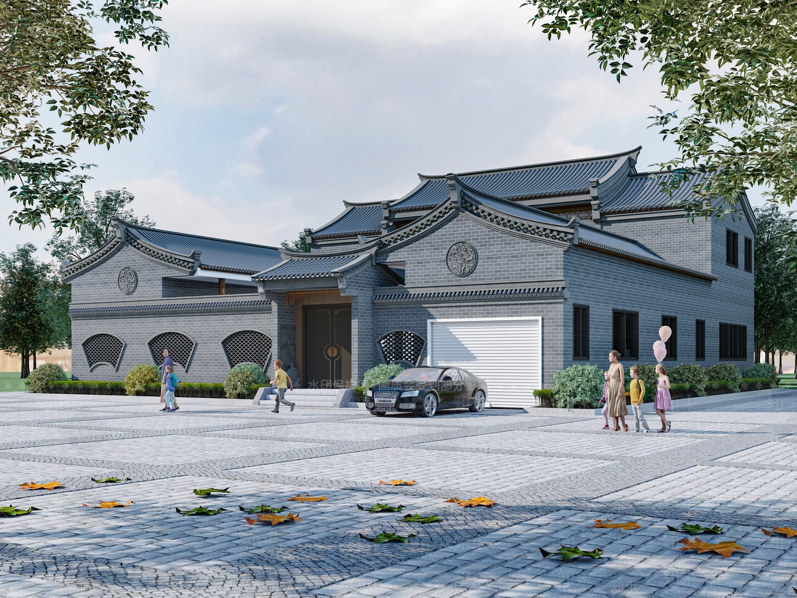 中式四合院3D模型下载【ID:1152245687】