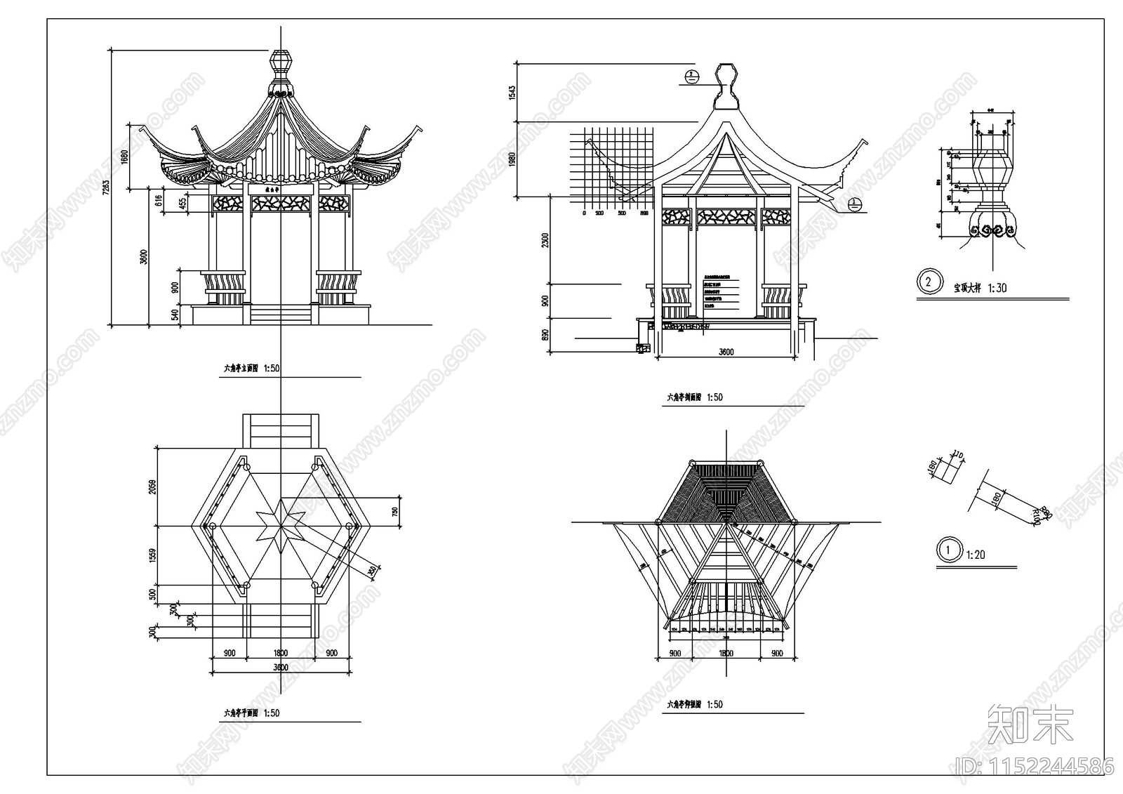 古建双亭详图cad施工图下载【ID:1152244586】