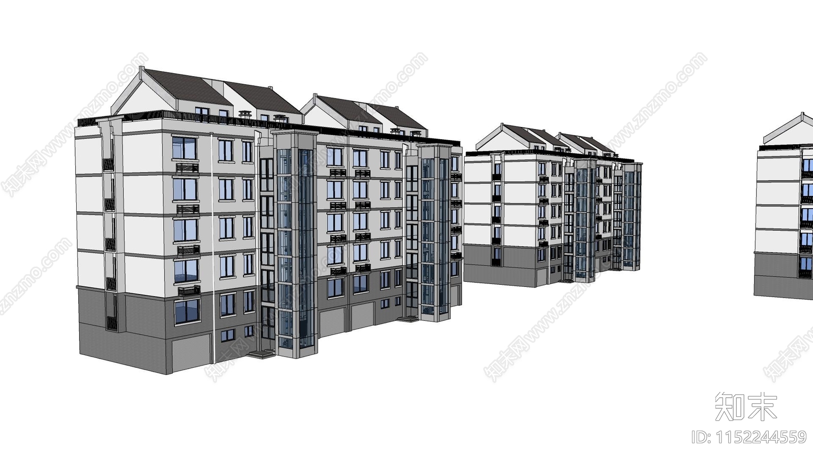 现代多层居民楼SU模型下载【ID:1152244559】