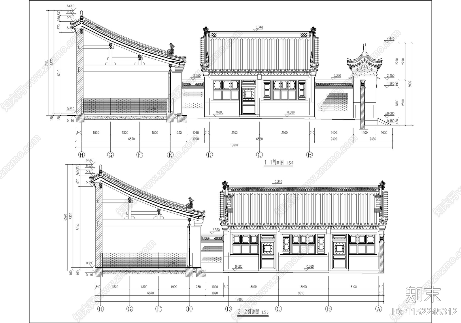 古城历史民居院落建筑修缮cad施工图下载【ID:1152245312】