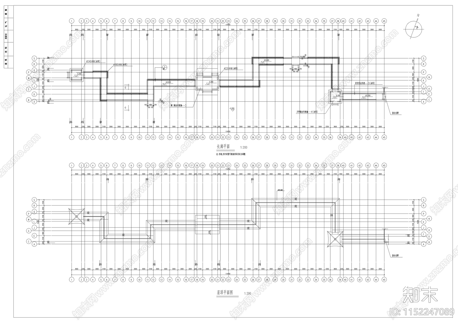 古建长廊详图cad施工图下载【ID:1152247089】