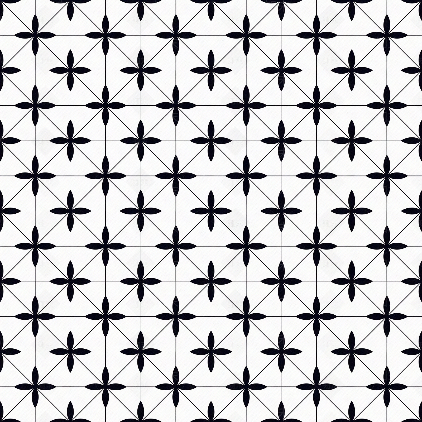 现代简约黑白拼花瓷砖贴图下载【ID:1152248297】