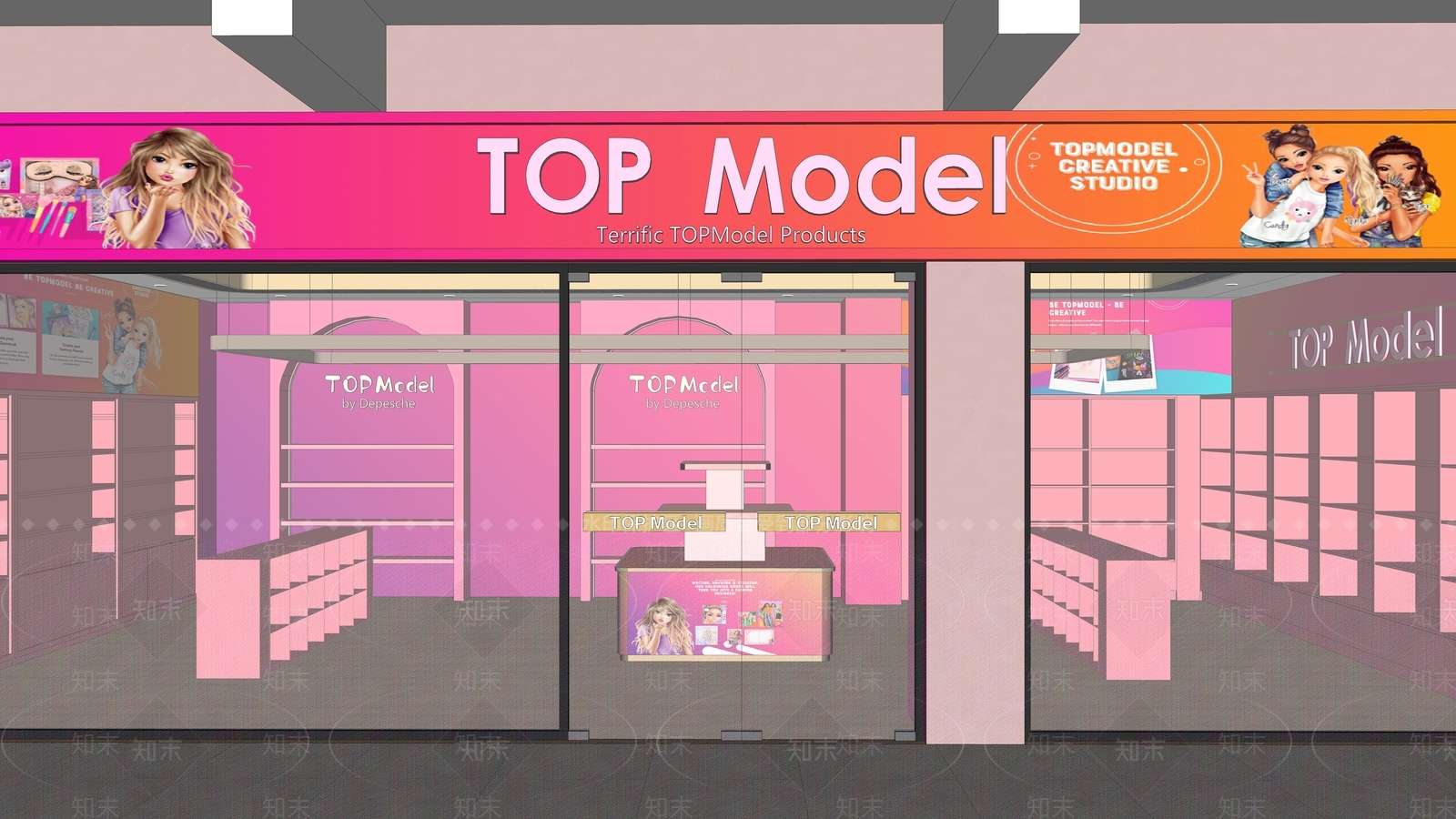 TOPModel现代美妆店SU模型下载【ID:1152249819】