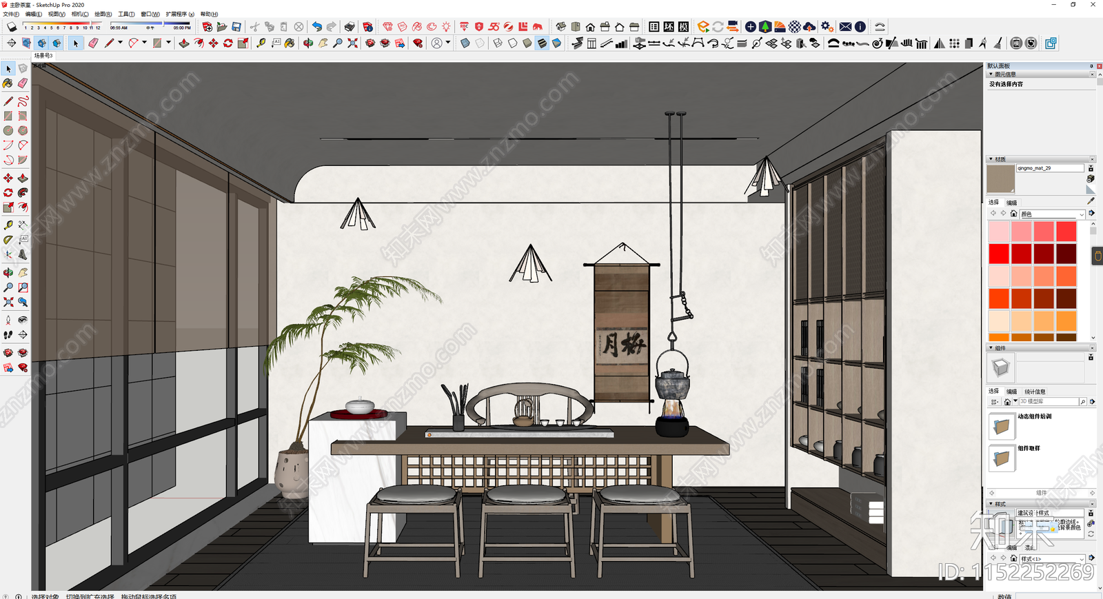新中式茶室SU模型下载【ID:1152252269】