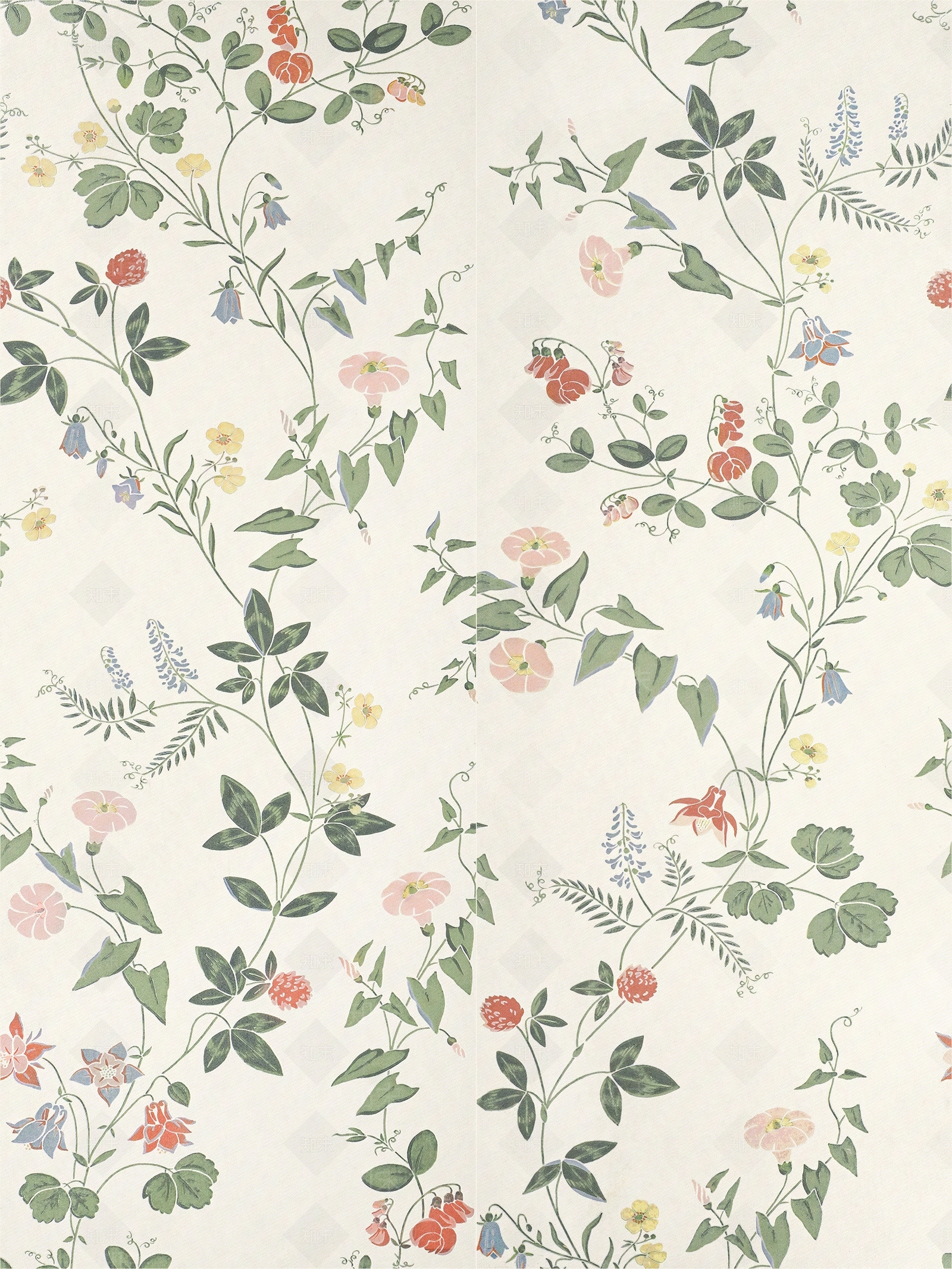 无缝朝颜绕篱花砖贴图下载【ID:1152253906】