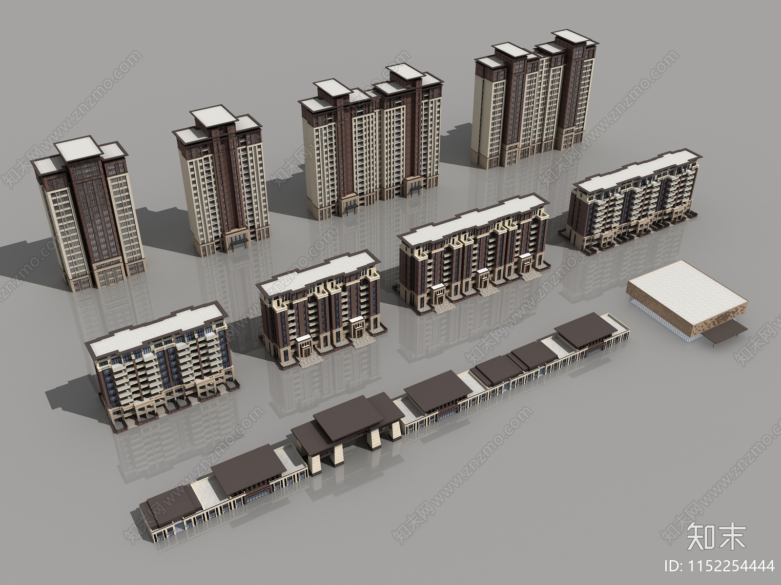 现代高层住宅3D模型下载【ID:1152254444】