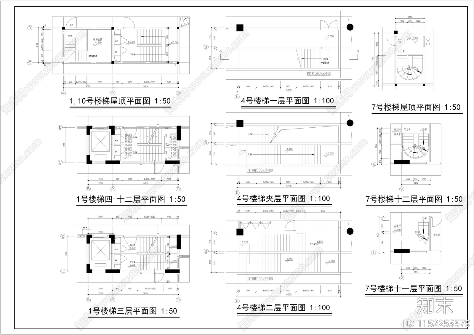 高层住宅建筑cad施工图下载【ID:1152255579】