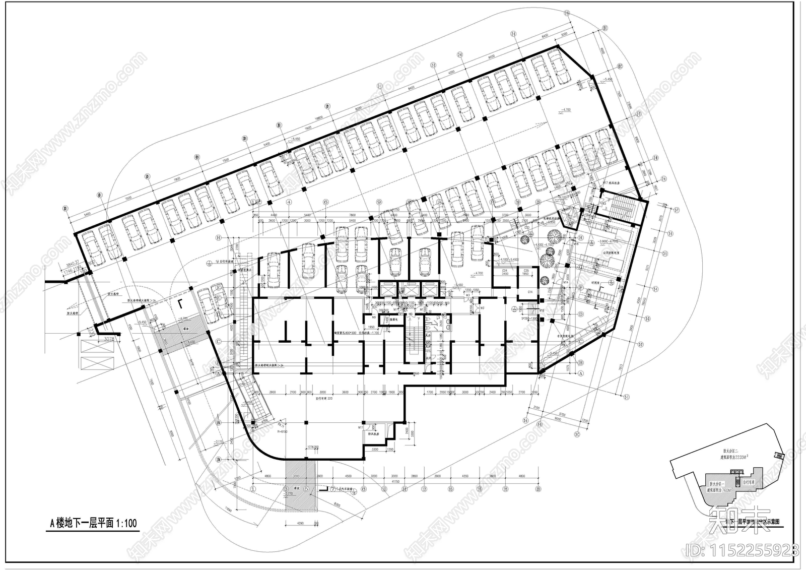 高层公寓建筑cad施工图下载【ID:1152255923】