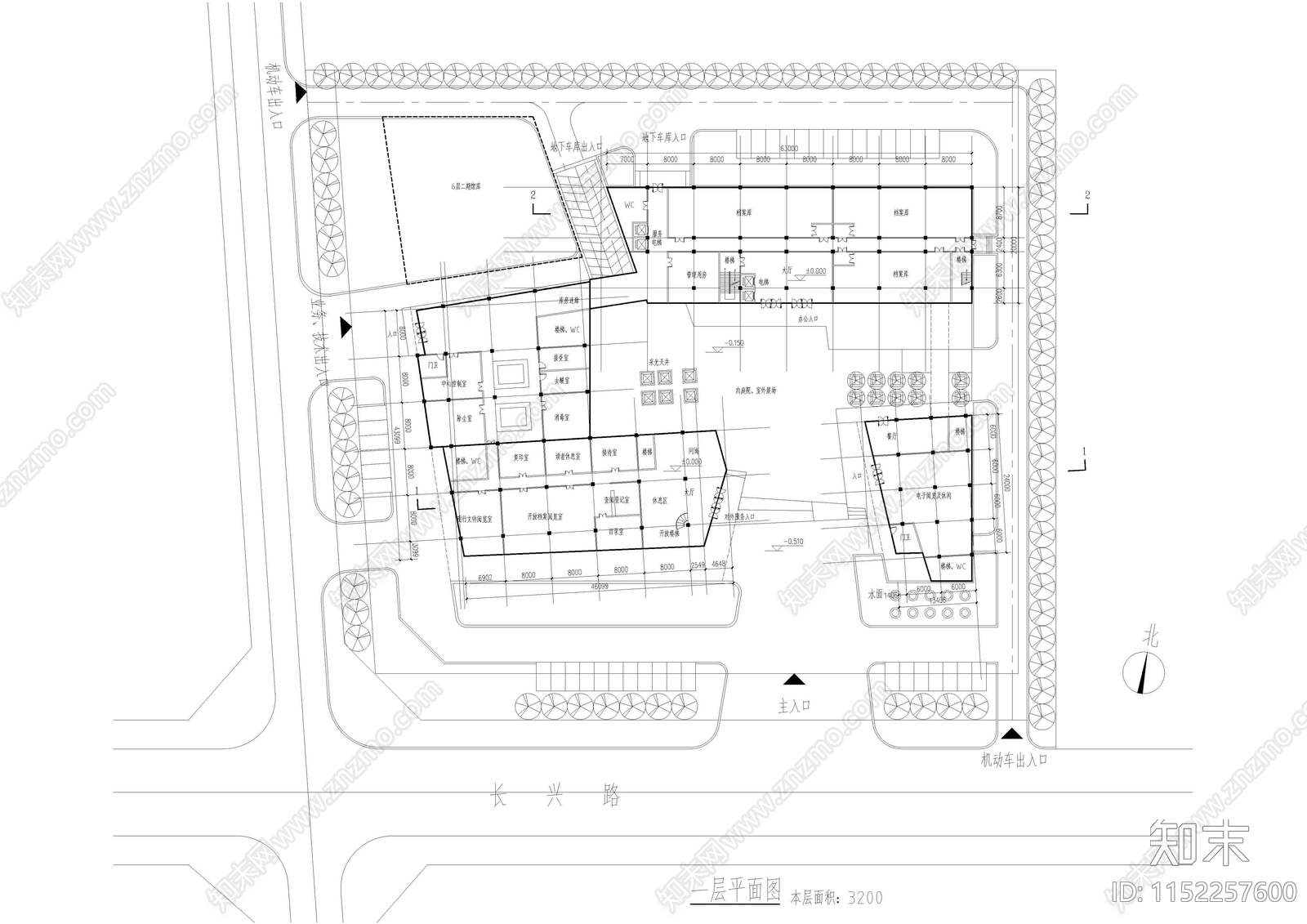 图书馆建筑平面cad施工图下载【ID:1152257600】