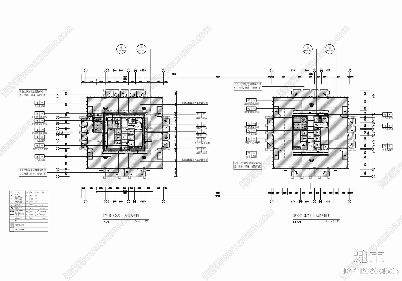 现代办公大楼公区电梯厅室cad施工图下载【ID:1152524605】