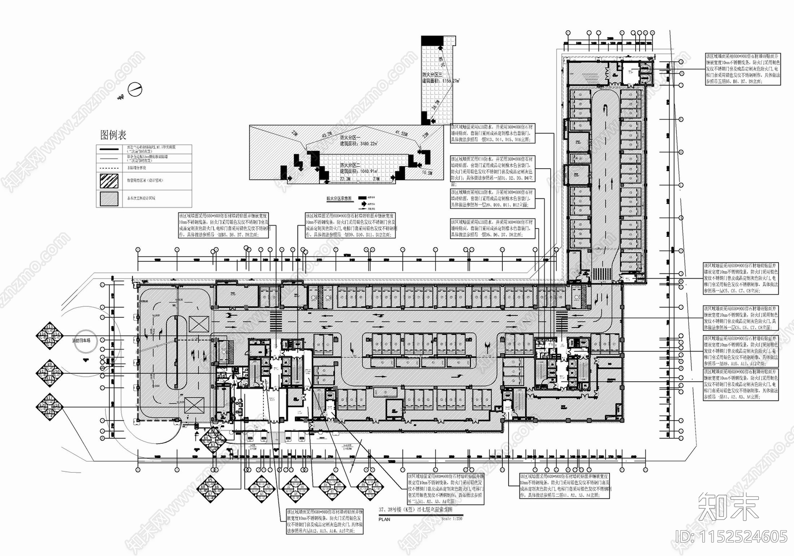 现代办公大楼公区电梯厅室cad施工图下载【ID:1152524605】