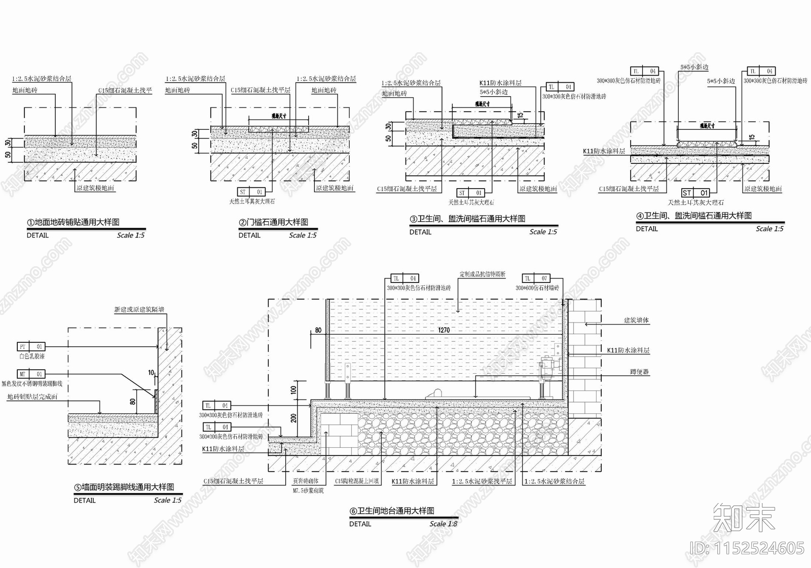 现代办公大楼公区电梯厅室cad施工图下载【ID:1152524605】