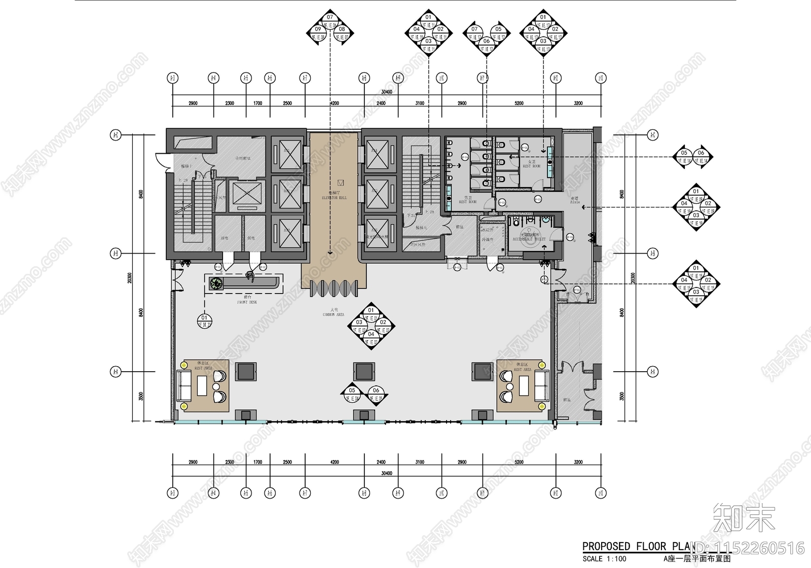 办公楼室内cad施工图下载【ID:1152260516】
