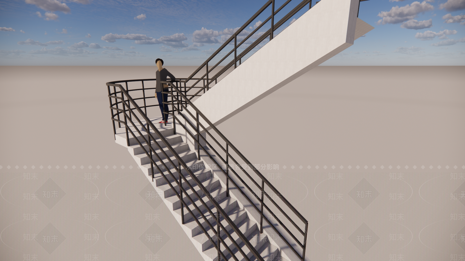 现代逃生楼梯SU模型下载【ID:1152265429】