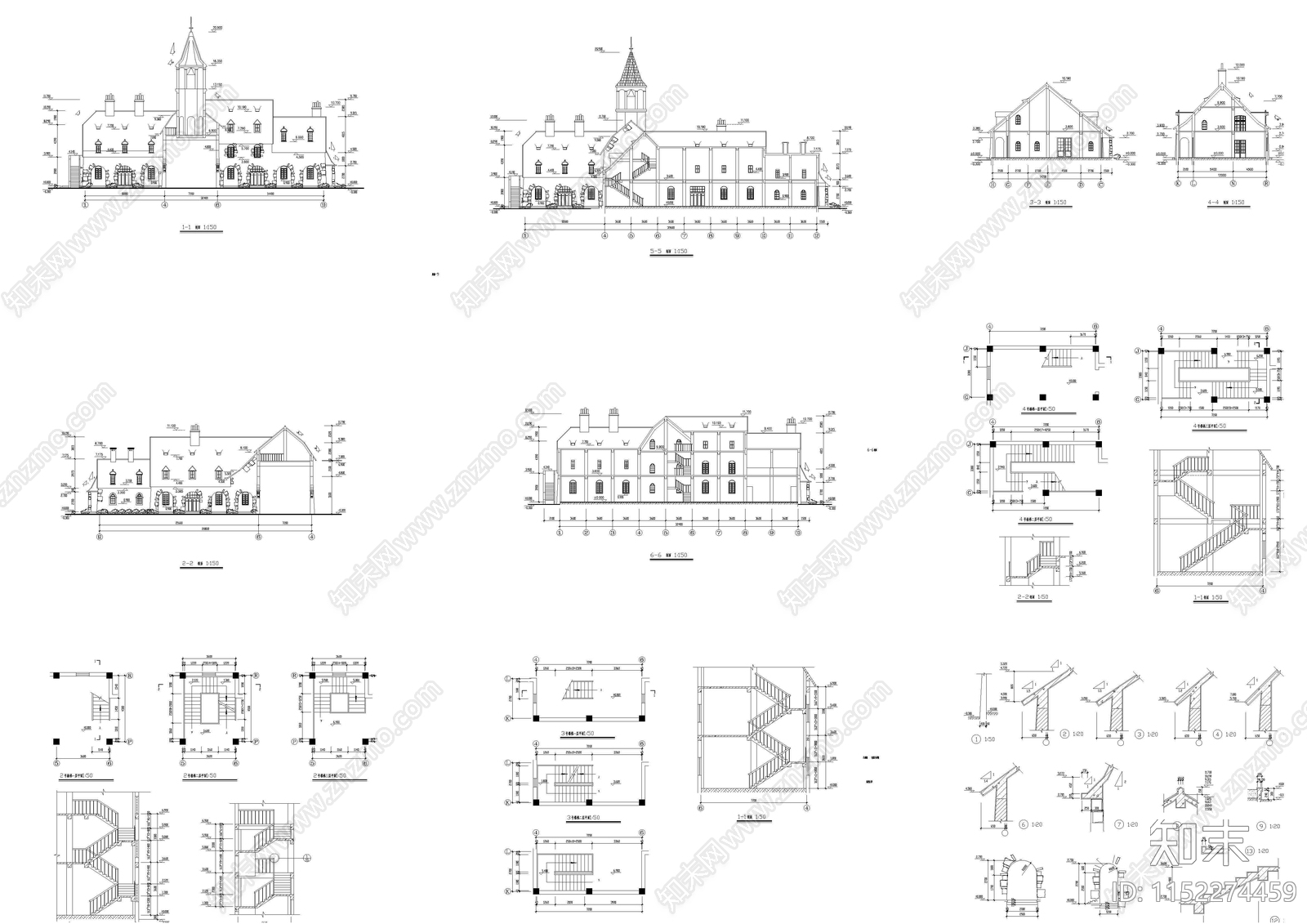 欧式简约简欧建筑方案立面图cad施工图下载【ID:1152274459】