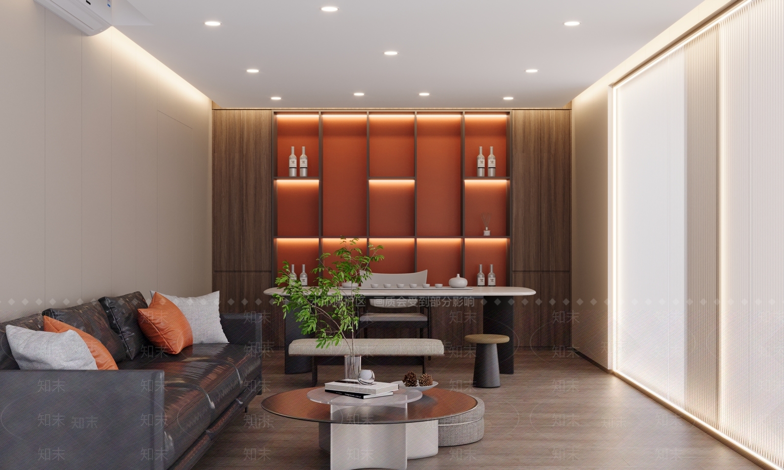 现代茶室休息区3D模型下载【ID:1152277528】