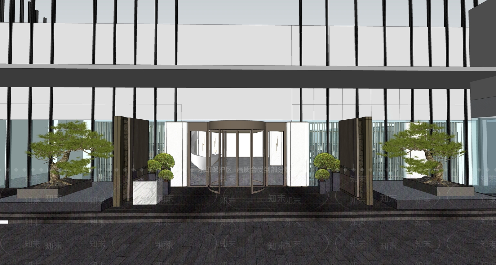 现代酒店旋转门SU模型下载【ID:1152282916】