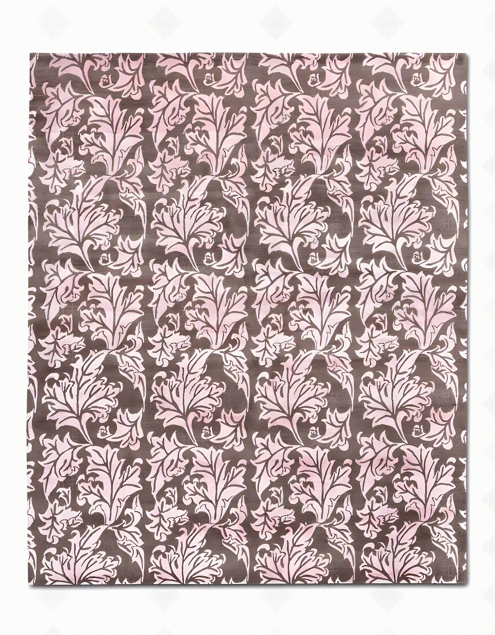 新中式粉色叶子植物图案地毯贴图下载【ID:1152284314】
