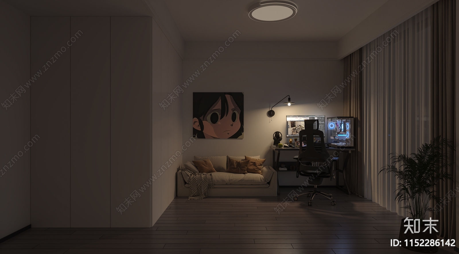 现代书房3D模型下载【ID:1152286142】