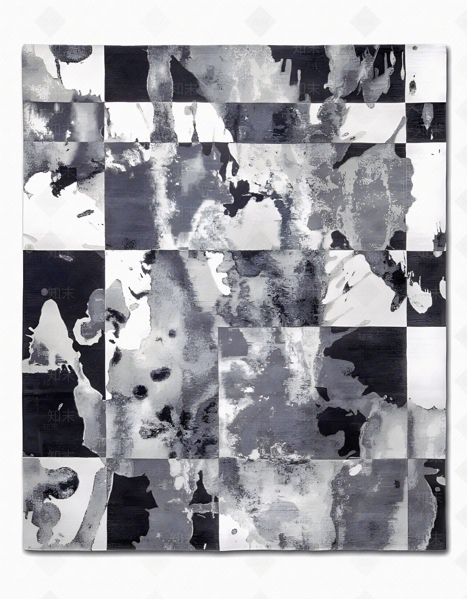 新中式黑白水墨抽象地毯贴图下载【ID:1152285790】