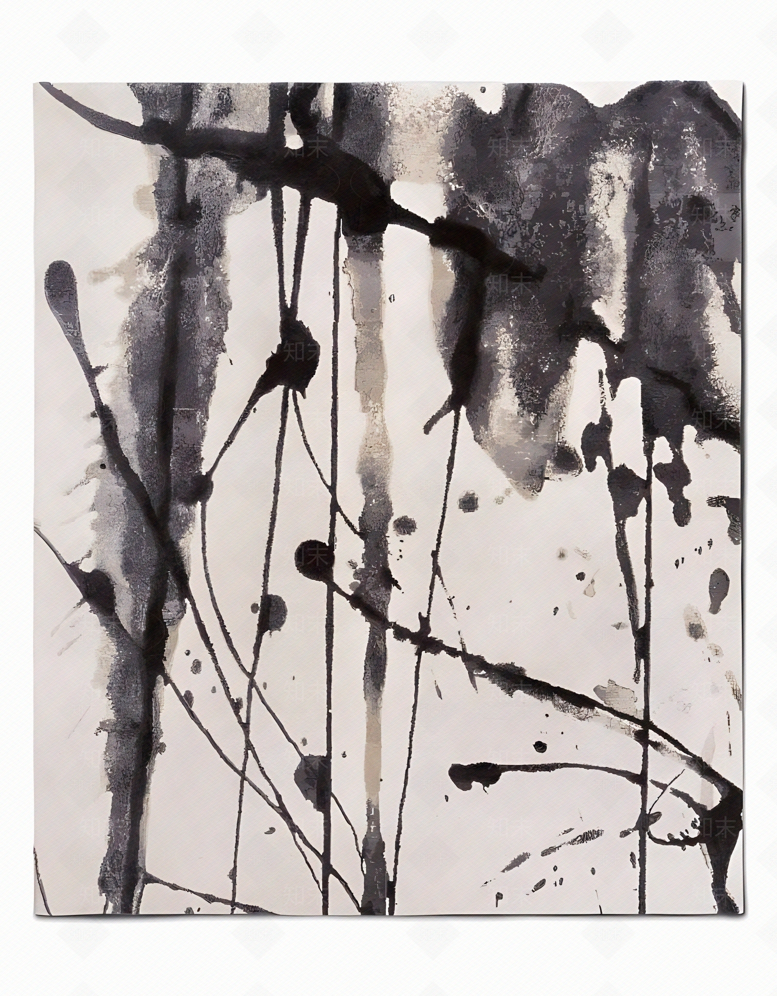 新中式黑白水墨抽象地毯贴图下载【ID:1152285891】