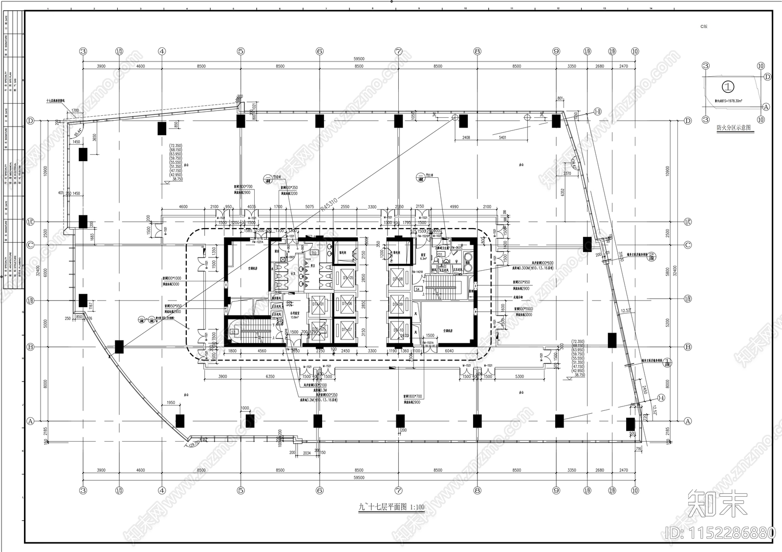 19层现代风格商业及办公楼建筑设cad施工图下载【ID:1152286880】