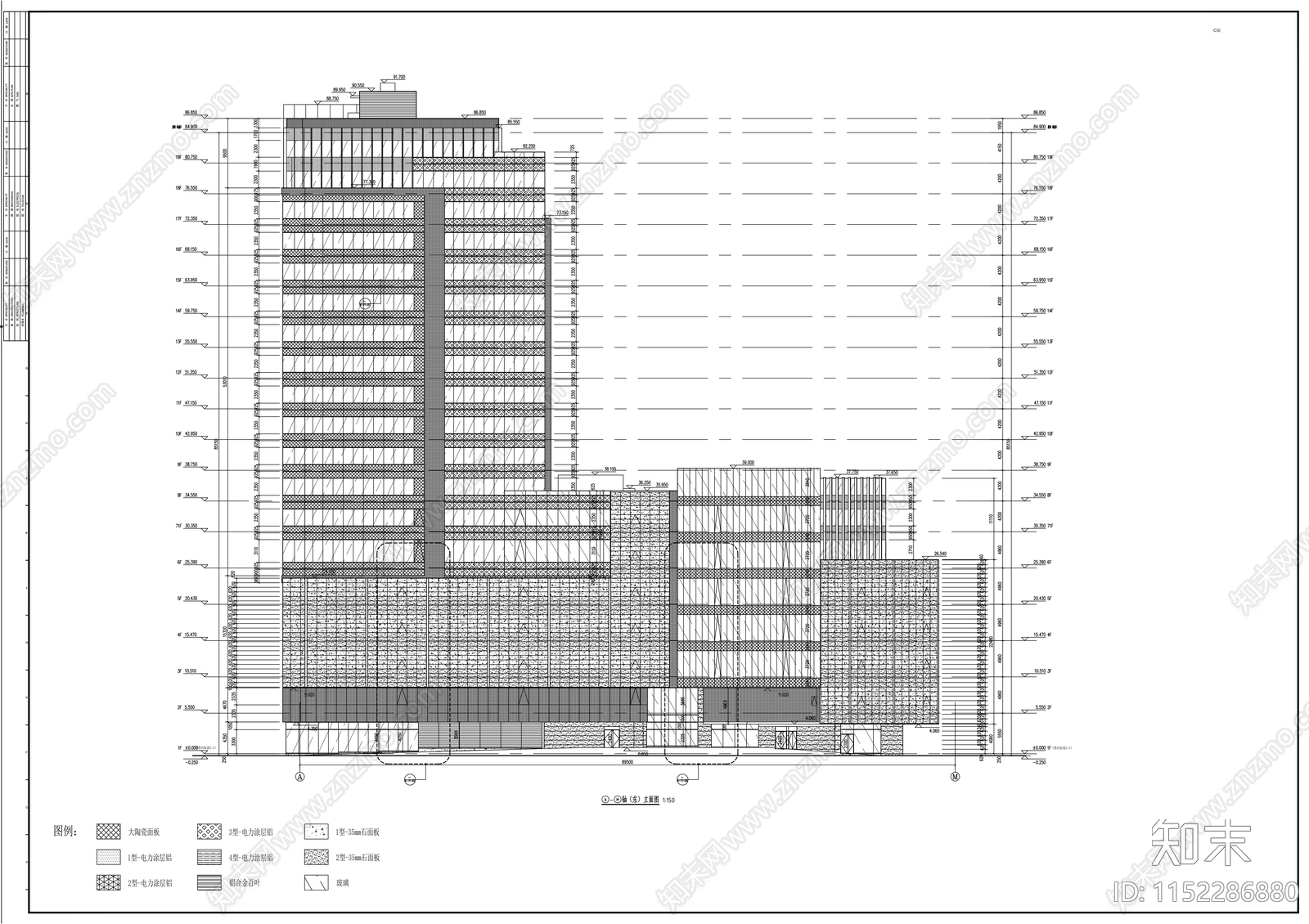 19层现代风格商业及办公楼建筑设cad施工图下载【ID:1152286880】