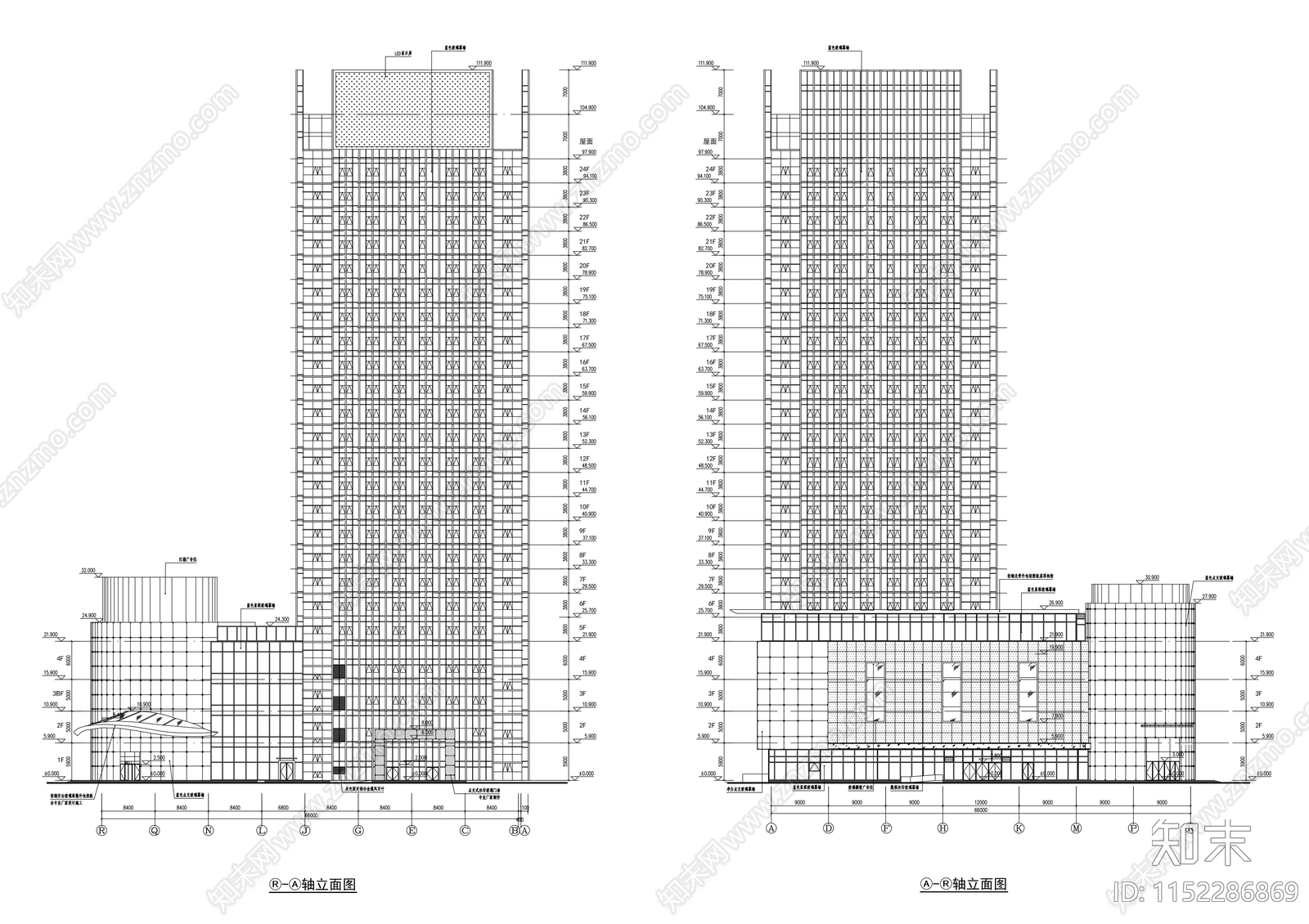 24层大型商业综合体建cad施工图下载【ID:1152286869】