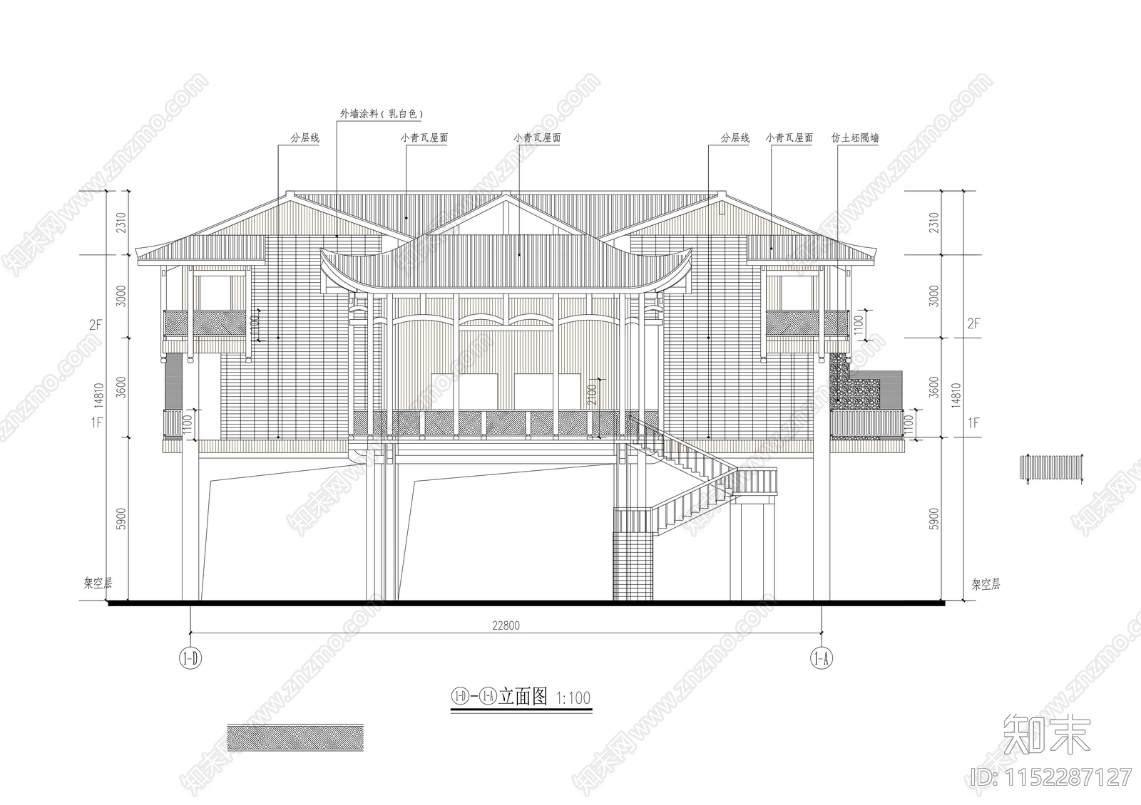 古镇恢复改造项目接待中心建筑方案图cad施工图下载【ID:1152287127】