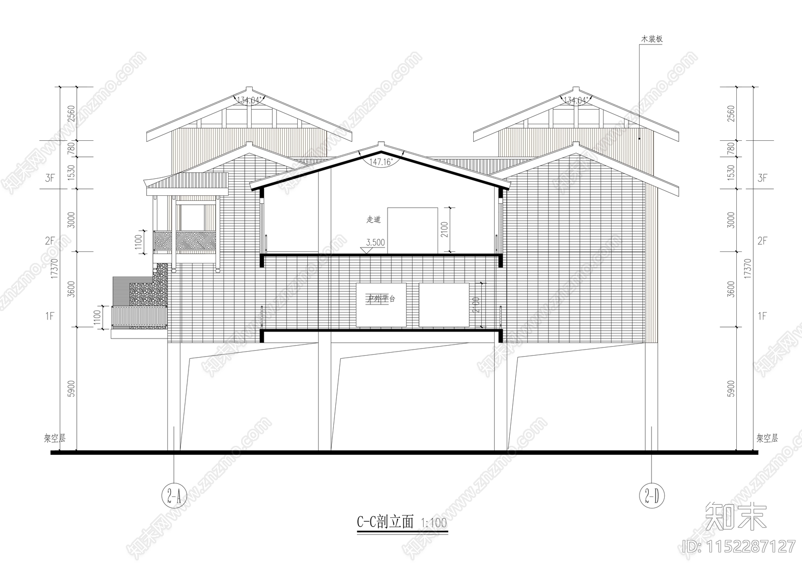 古镇恢复改造项目接待中心建筑方案图cad施工图下载【ID:1152287127】