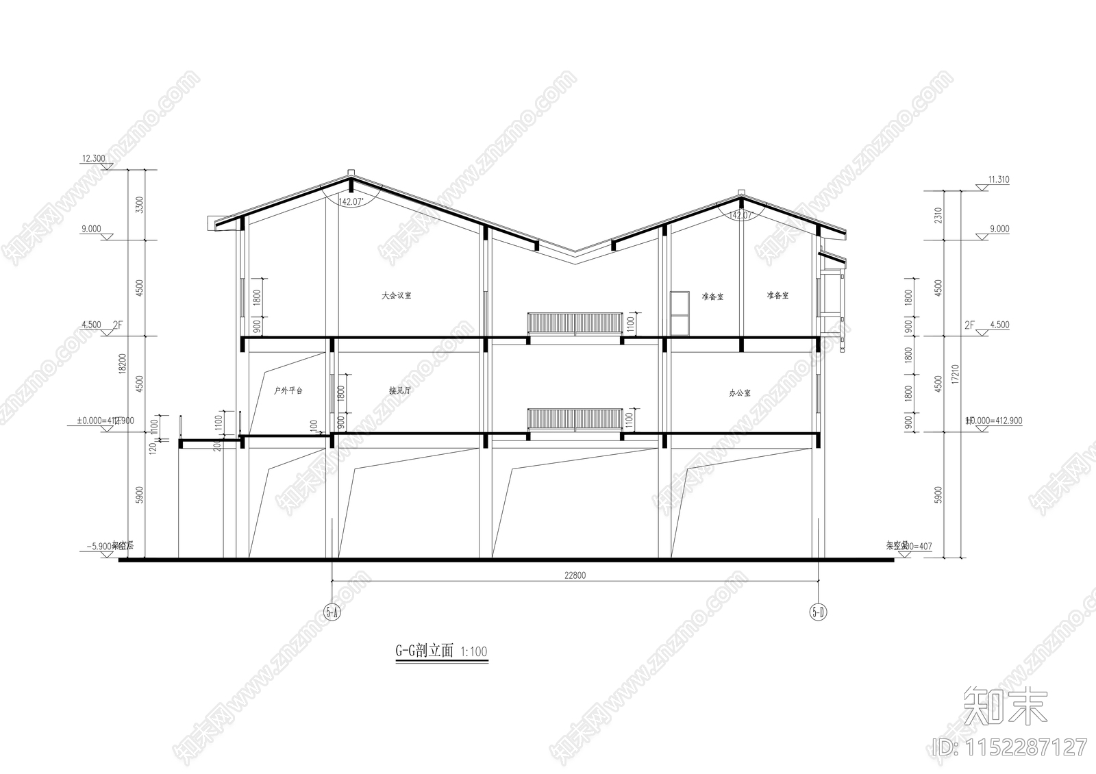 古镇恢复改造项目接待中心建筑方案图cad施工图下载【ID:1152287127】