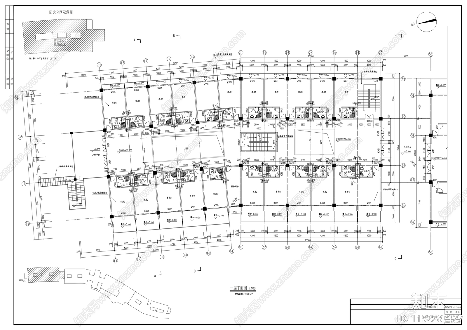 古镇恢复改造项目接待中心建筑方案图cad施工图下载【ID:1152287127】