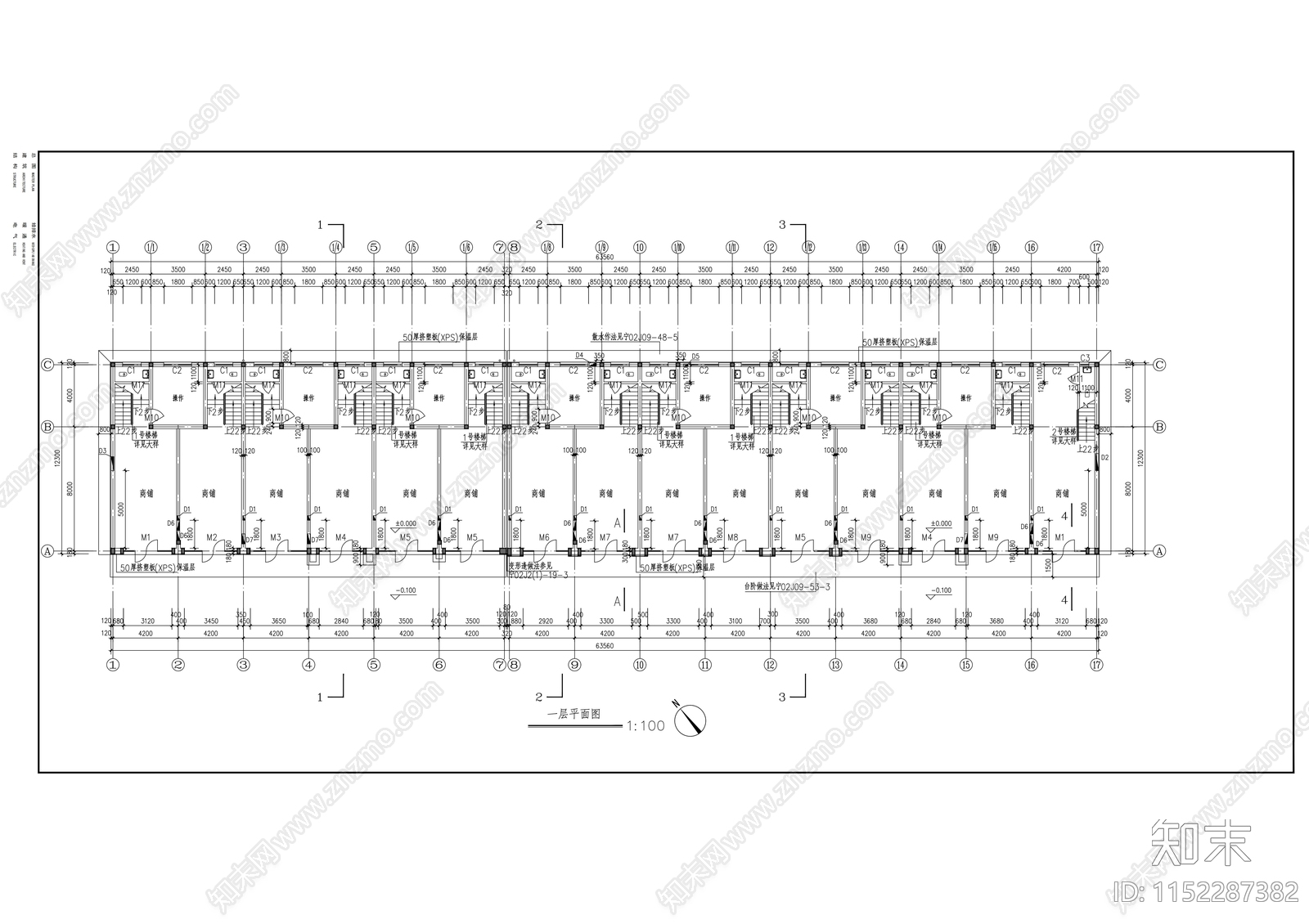 两层框架结构商业楼建cad施工图下载【ID:1152287382】