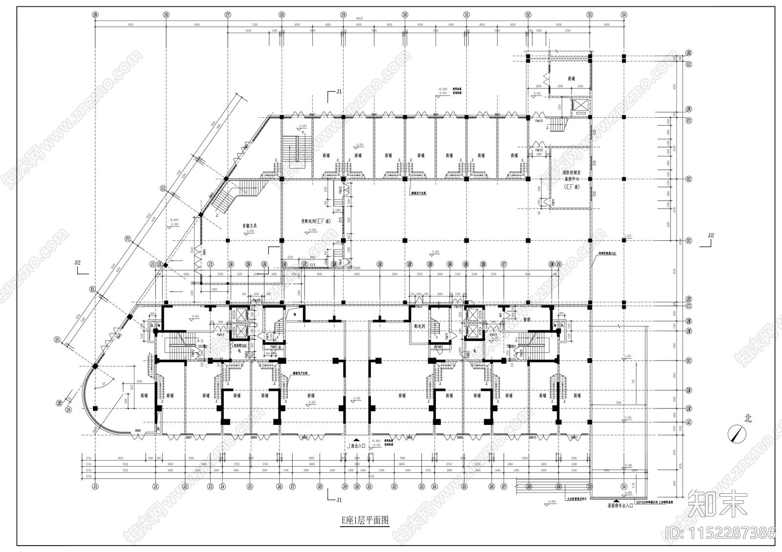 某大型商场幕墙建筑施工图下载【ID:1152287386】