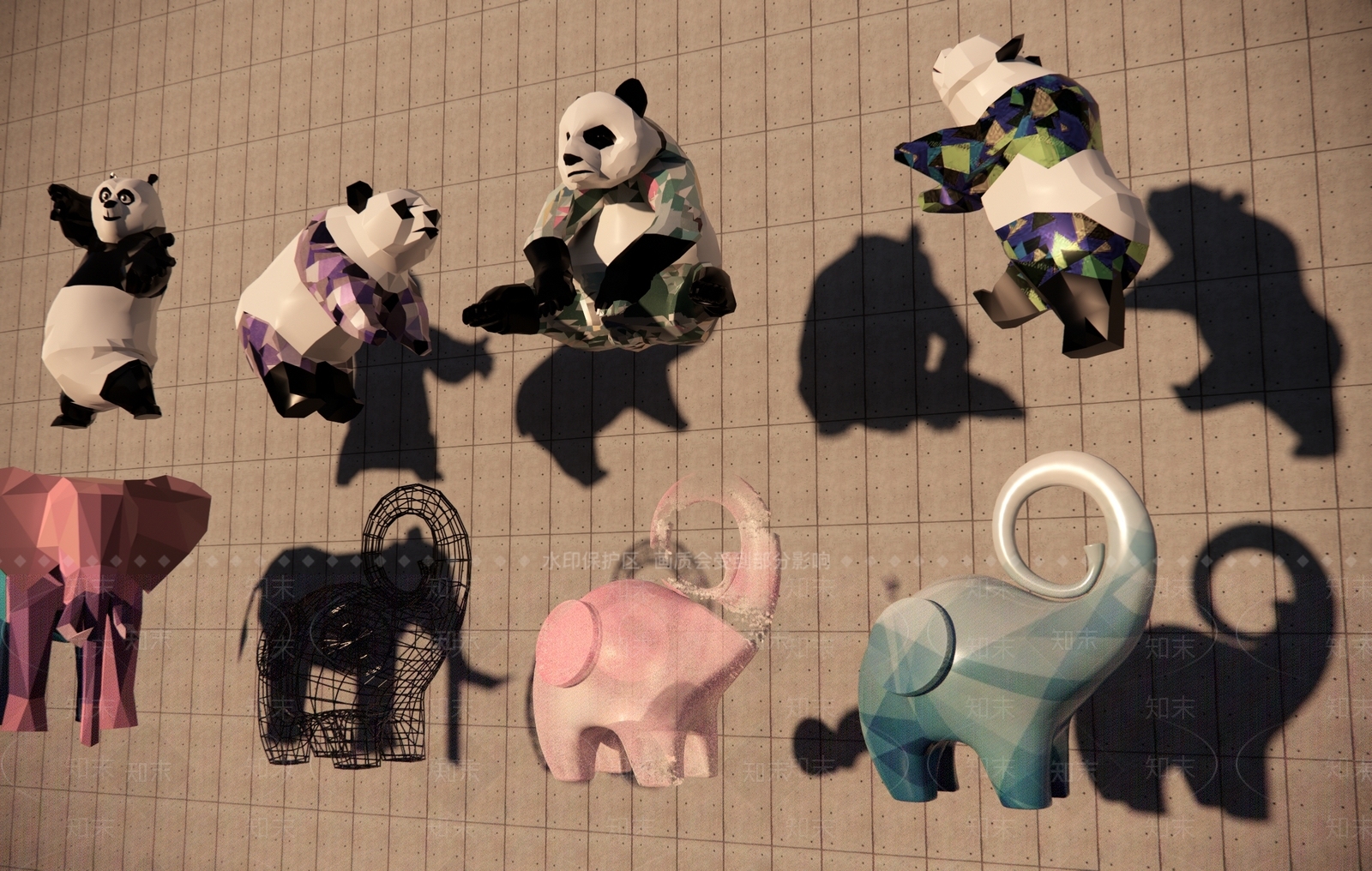 现代动物艺术雕塑小品SU模型下载【ID:1152287581】