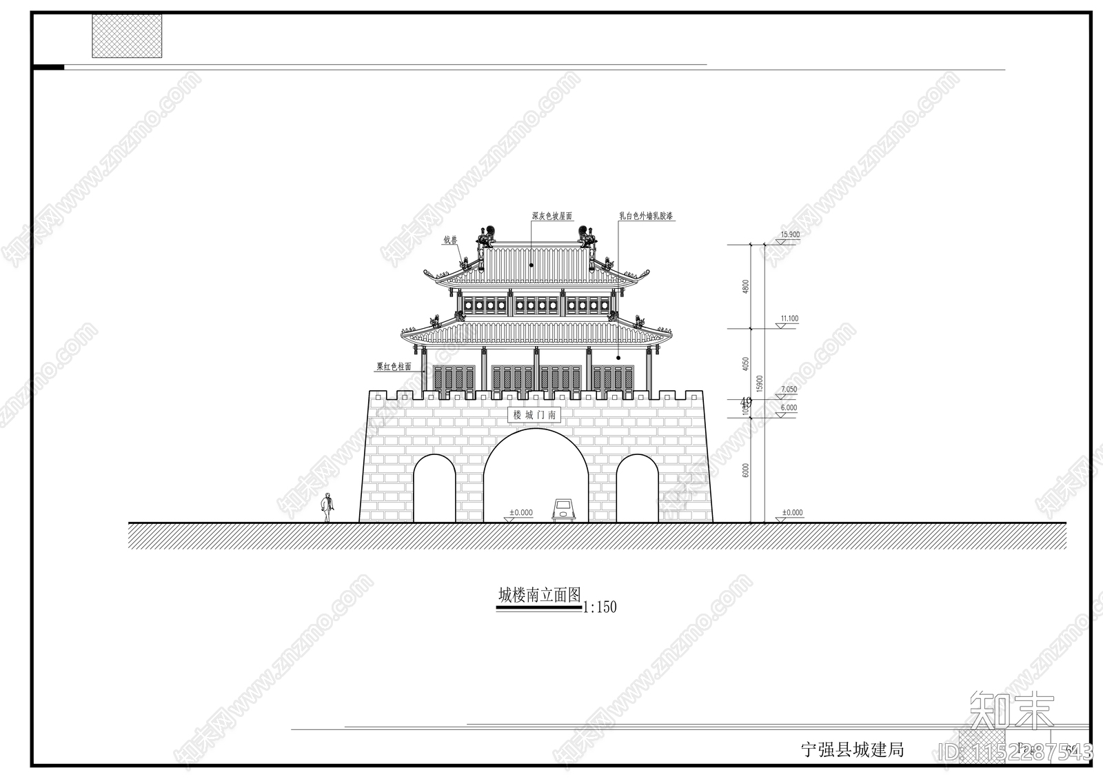 商业仿古街建筑方案设计cad施工图下载【ID:1152287543】