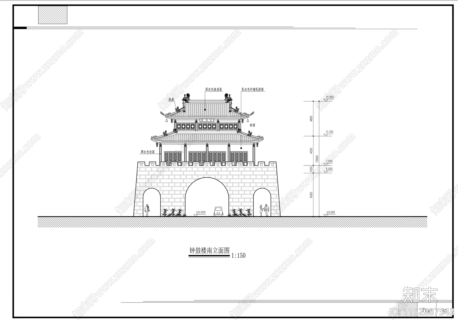 商业仿古街建筑方案设计cad施工图下载【ID:1152287543】