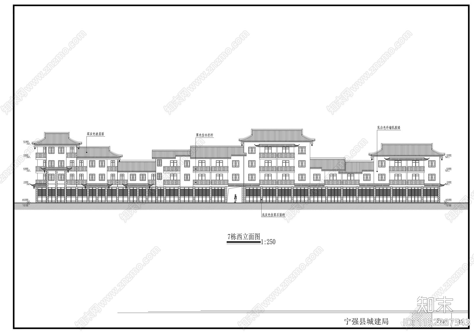 商业仿古街建筑方案设计cad施工图下载【ID:1152287543】